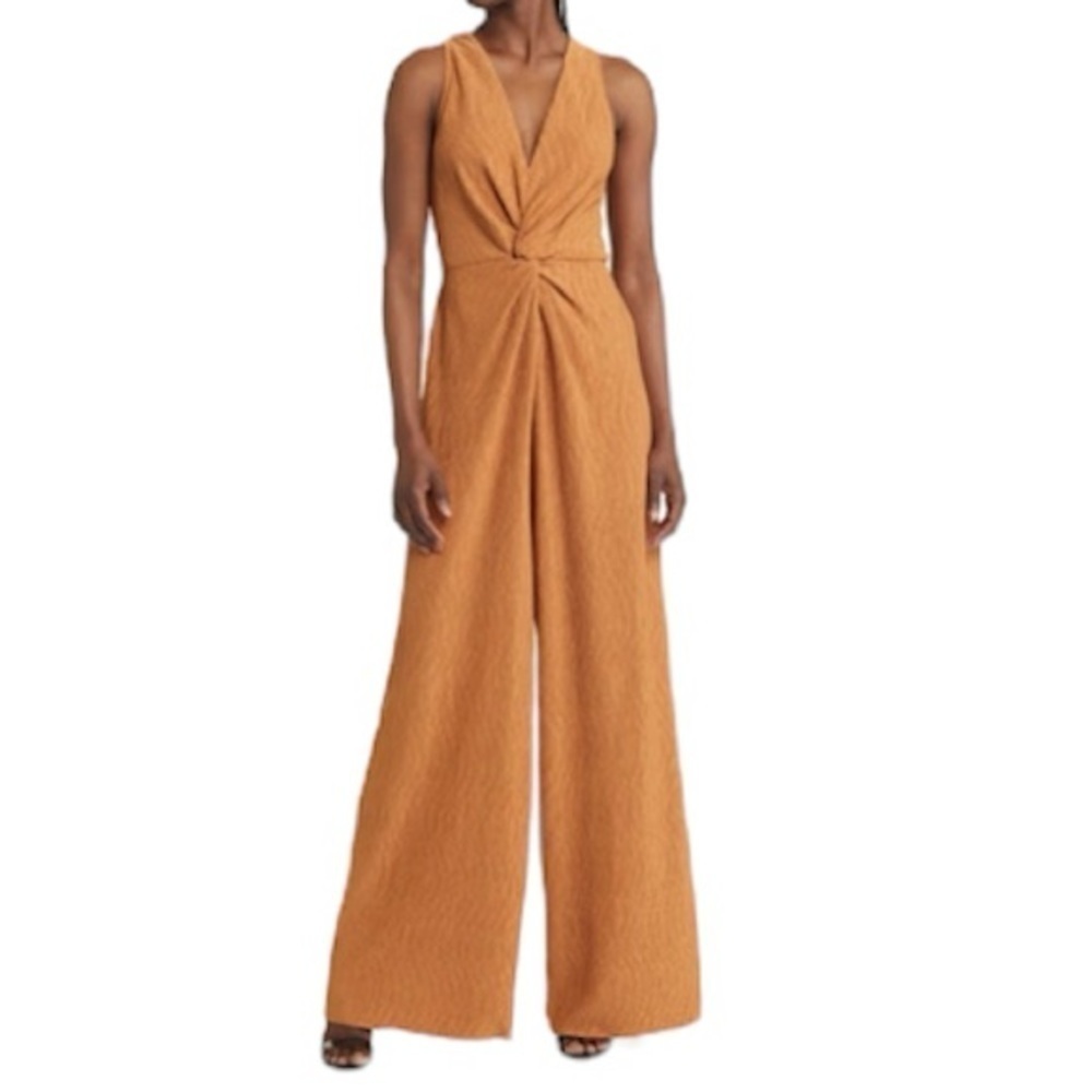FLORET STUDIOS
Plissé Sleeveless Wide Leg Jumpsuit Size S Bronze